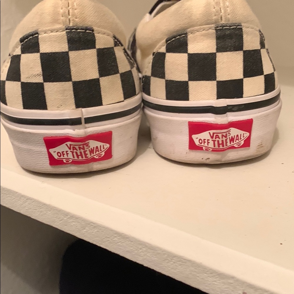 Vans Black and White Checkerboard Slip-On Sneakers - Picture 6 of 8